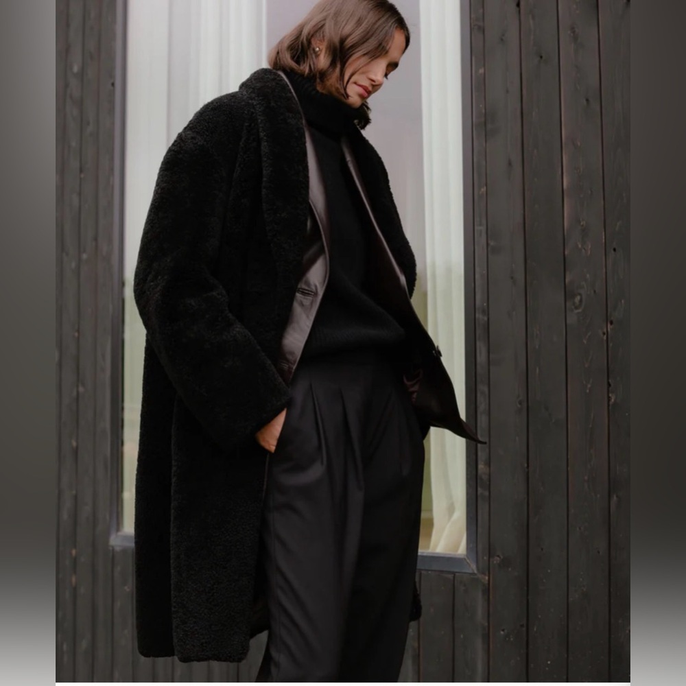 Jenni Kayne Long Shearling Yves Shawl Coat‎ size large, new